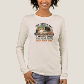 Code Koffie Kat Programmeur Humor Illustratie Tri-Blend Shirt (Voorkant)