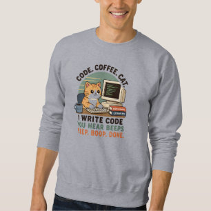 Code Koffie Kat Programmeur Humor Illustratie Trui