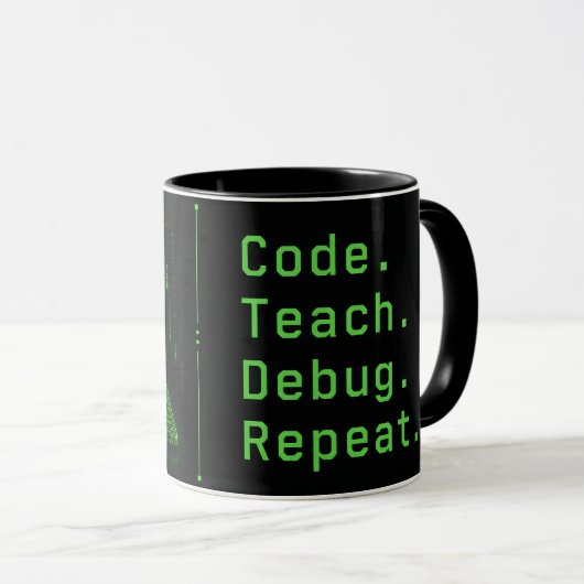 Code Leer Debug Herhaal Leraar Informatica Mok (Voorkant rechts)