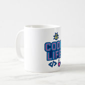 CODE LIFE-beker – Voor programmeurs die koffie deb Koffiemok (Voorkant links)