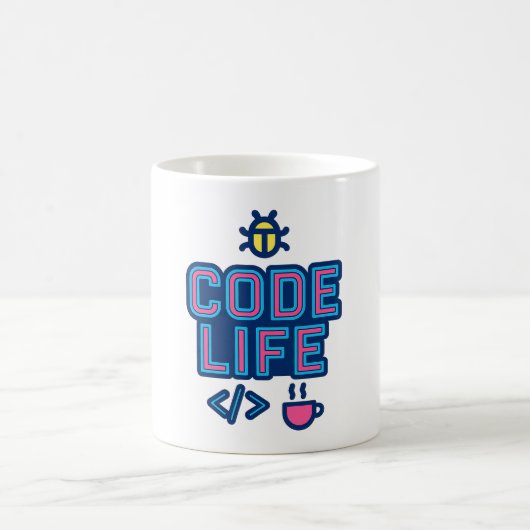 CODE LIFE Mug – For Programmers Who Debug Coffee  Koffiemok (Center)