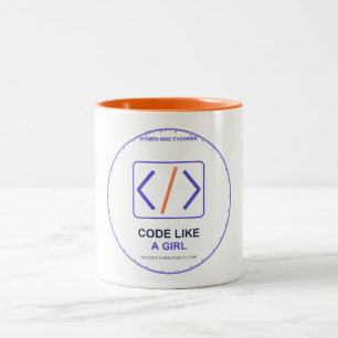 Code Like a Girl Vrouwelijke Software Engineer Tweekleurige Koffiemok