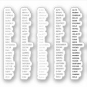 Code militair alfabet sticker (Voorkant)