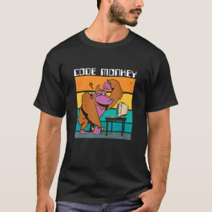 Code monkey Gorilla Retro Codering PC Nerd Gee T-shirt
