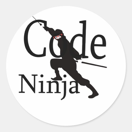 Code Ninja Ronde Sticker (Voorkant)