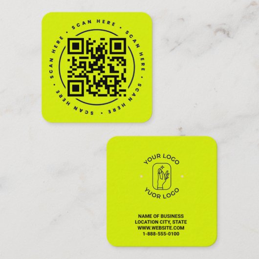 Code QR Personalisé Vierkante Visitekaartje (Voorkant / Achterkant)
