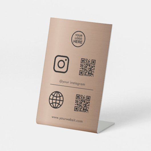 Code sociaal mediapictogram QR Reclamebord Met Voetstuk (Voorkant)