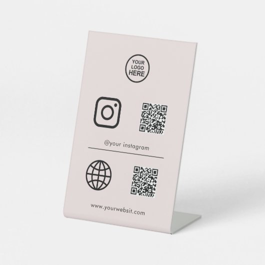 Code sociaal mediapictogram QR Reclamebord Met Voetstuk (Voorkant)
