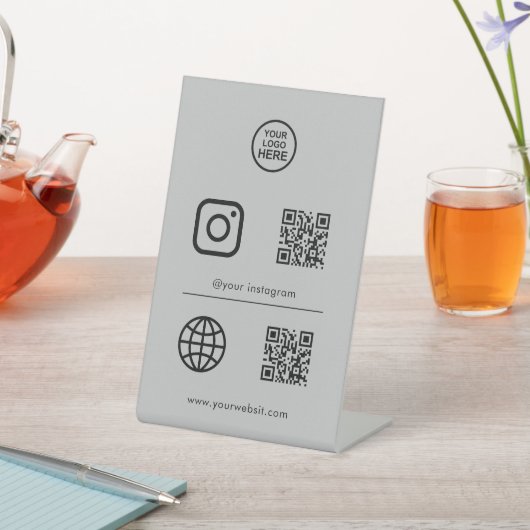 Code sociaal mediapictogram QR Reclamebord Met Voetstuk (Insitu)