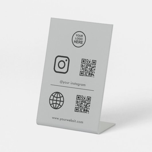 Code sociaal mediapictogram QR Reclamebord Met Voetstuk (Voorkant)