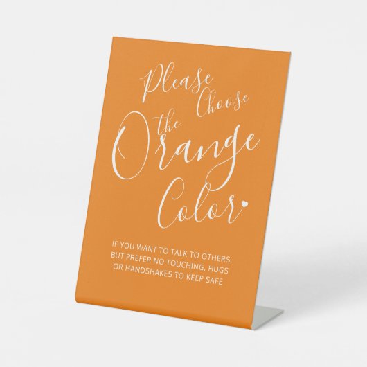 Code sociale afstanden oranje voetafdruk reclamebord met voetstuk (Voorkant)