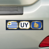 Code van de Uruguayaanse vlaggenkaart Bumpersticke Bumpersticker (Op auto)