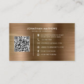 Code voor geborsteld metaal Gold Company Logo QR-c Visitekaartje (Achterkant)