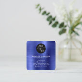 Code voor geborsteld metallisch blauw bedrijf QR Vierkante Visitekaartje (Staand voorkant)