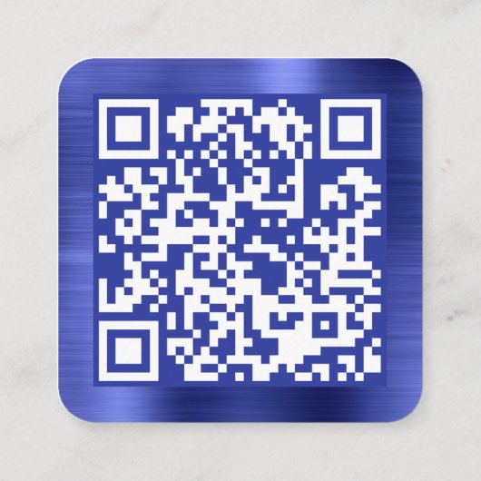 Code voor geborsteld metallisch blauw bedrijf QR Vierkante Visitekaartje (Achterkant)