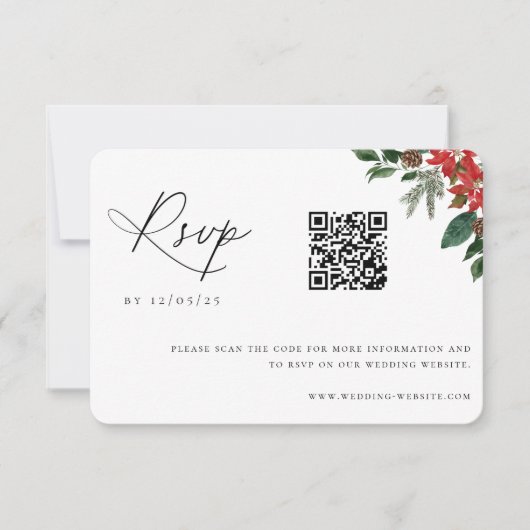 Code voor hedendaagse winterbruiloft QR RSVP Kaartje (Voorkant)