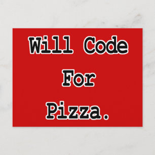 code voor pizza briefkaart