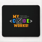 Code werkt grappig programmeur codeersoftware muismat (Voorkant)
