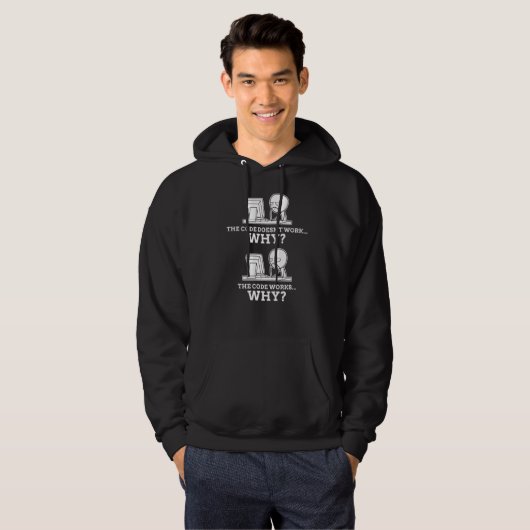 Code Werkt Waarom Meme Programming Coding Beroep Hoodie (Voorkant volledig)