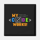 Code works funny programmer coding software magneet (Voorkant)