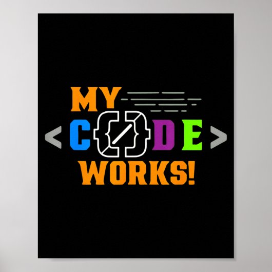 Code works funny programmer coding softwareCode wo Poster (Voorkant)
