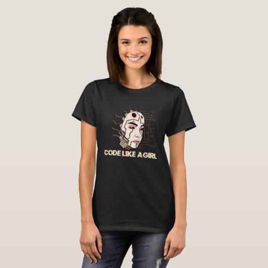 Codeer Als Een Meisje I Programmeur Hacker Code T-shirt (Voorkant volledig)