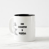 Codeherkenning is essentieel (Morse Code) Tweekleurige Koffiemok (Voorkant links)