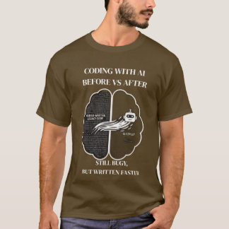 Coden met AI Voor vs Na Grappige Ontwikkelaar T-Sh T-shirt
