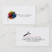 codenummer van de haarstylist, kleurrijke verfspat visitekaartje (Voorkant / Achterkant)