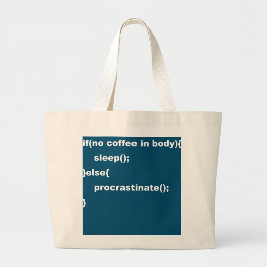 Codeprogramma Java Javascript Procrastation Grote Tote Bag (Voorkant)