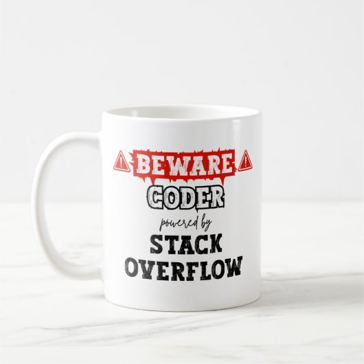 Coder aangedreven door stack overflow | programmer koffiemok (Links)