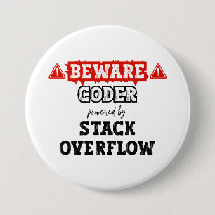 Coder aangedreven door stack overflow   programmer ronde button 7,6 cm