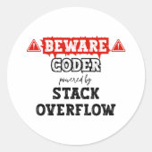 Coder aangedreven door stack overflow | programmer ronde sticker (Voorkant)