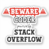 Coder aangedreven door stack overflow | programmer sticker (Voorkant)