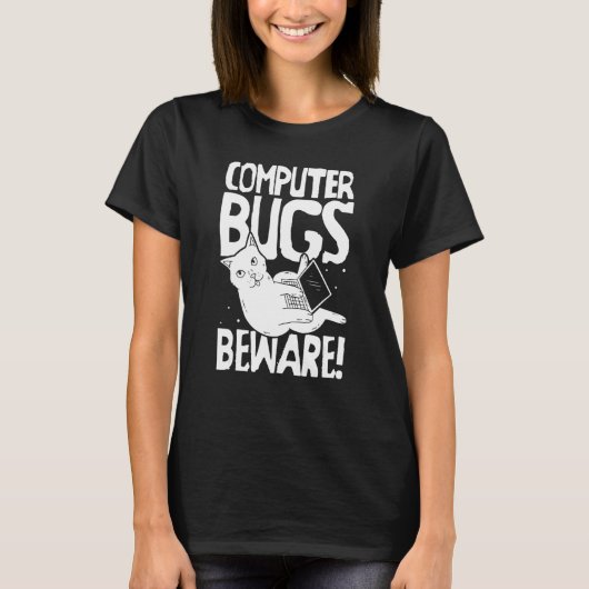 Coder Codeur Ontwikkelaar Software Engineer Kat P T-shirt (Voorkant)