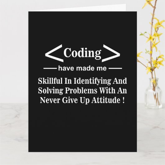 Coder Codeur Programmeur Codeer Groet Kaart (Gele Bloem)