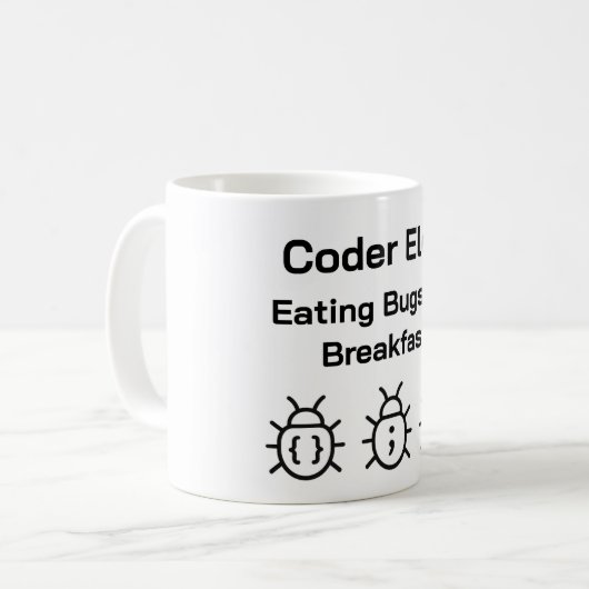 Coder Coffee Mok – Eten van insecten voor het ontb (Voorkant links)