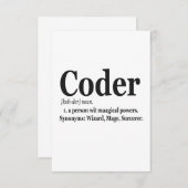 Coder Definition Funny Cute Computer Nerd Gift Bedankkaart (Voorkant / Achterkant)