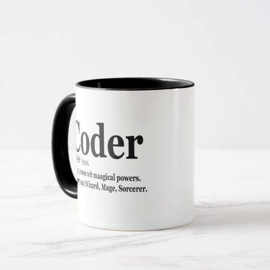 Coder Definition Funny Cute Computer Nerd Gift Mok (Voorkant links)