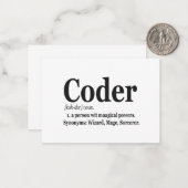 Coder Definition Funny Cute Computer Nerd Gift Notitiekaartje (Voorkant / Achterkant in situ)