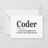 Coder Definition Funny Cute Computer Nerd Gift Notitiekaartje (Voorkant)