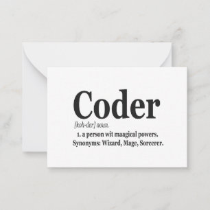 Coder Definition Funny Cute Computer Nerd Gift Notitiekaartje
