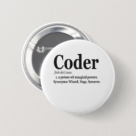 Coder Definition Funny Cute Computer Nerd Gift Ronde Button 5,7 Cm (Voorkant /achterkant)