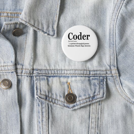 Coder Definition Funny Cute Computer Nerd Gift Ronde Button 5,7 Cm (In situ)