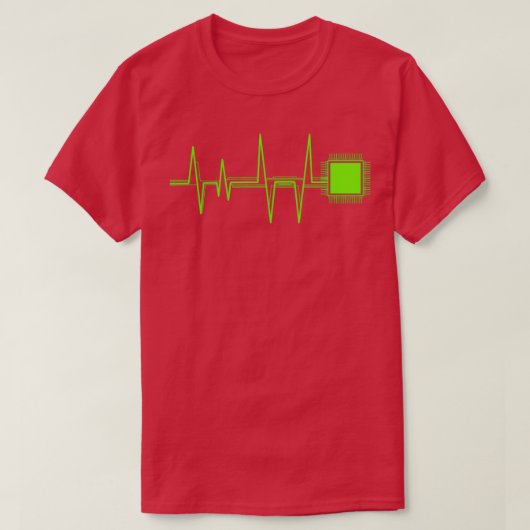 Coder en Admin hartslag Computer Chip Heart Rate T-shirt (Design voorkant)