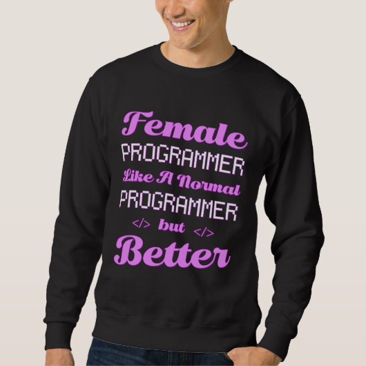 Coder Female Developer Coding Software Engineer Pr Trui (Voorkant)