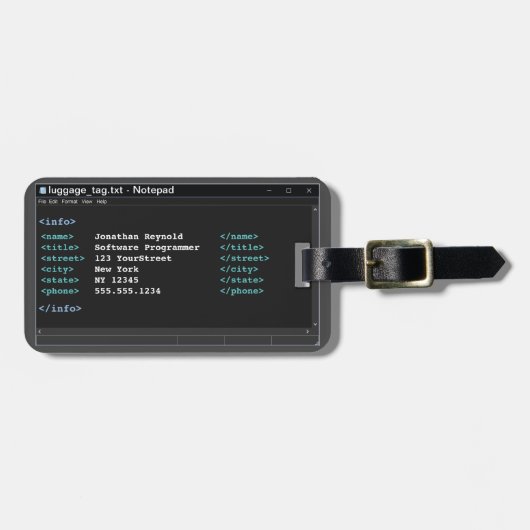 Coder Format Notitieblok Computer Programmer Donke Bagagelabel (Voorkant horizontaal)
