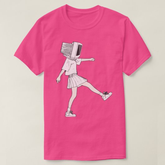 Coder girl computerhoofd t-shirt (Design voorkant)