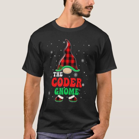 Coder Gnome Buffalo geruite bijpassende gezins ker T-shirt (Voorkant)