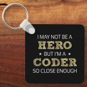 Coder Hero Humor nieuwigheid Sleutelhanger (Voorkant)
